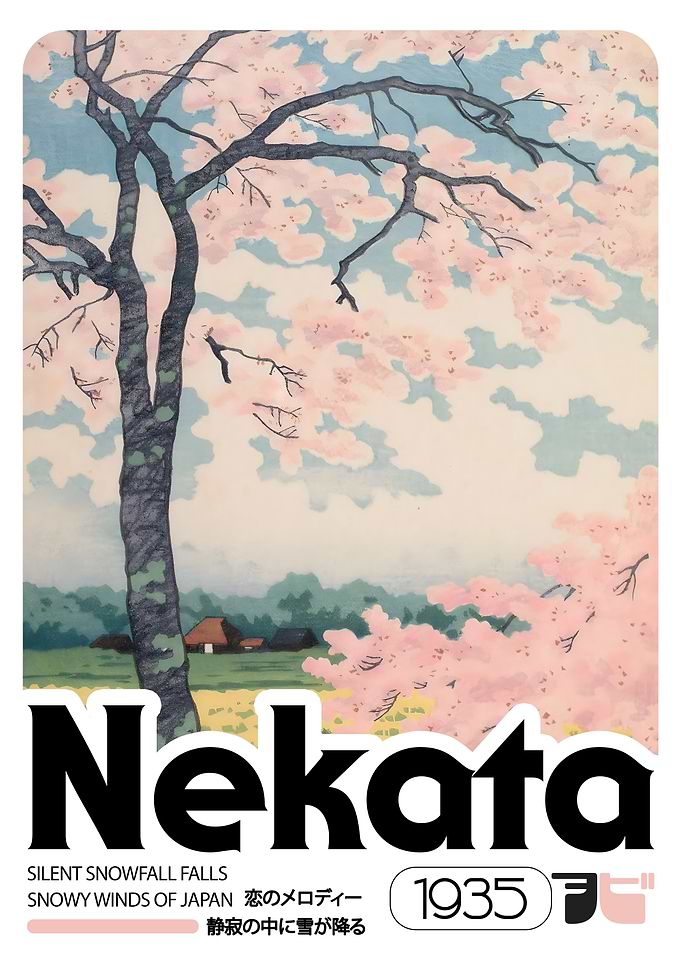 Nekata Japanese Landscape with Cherry Blossoms