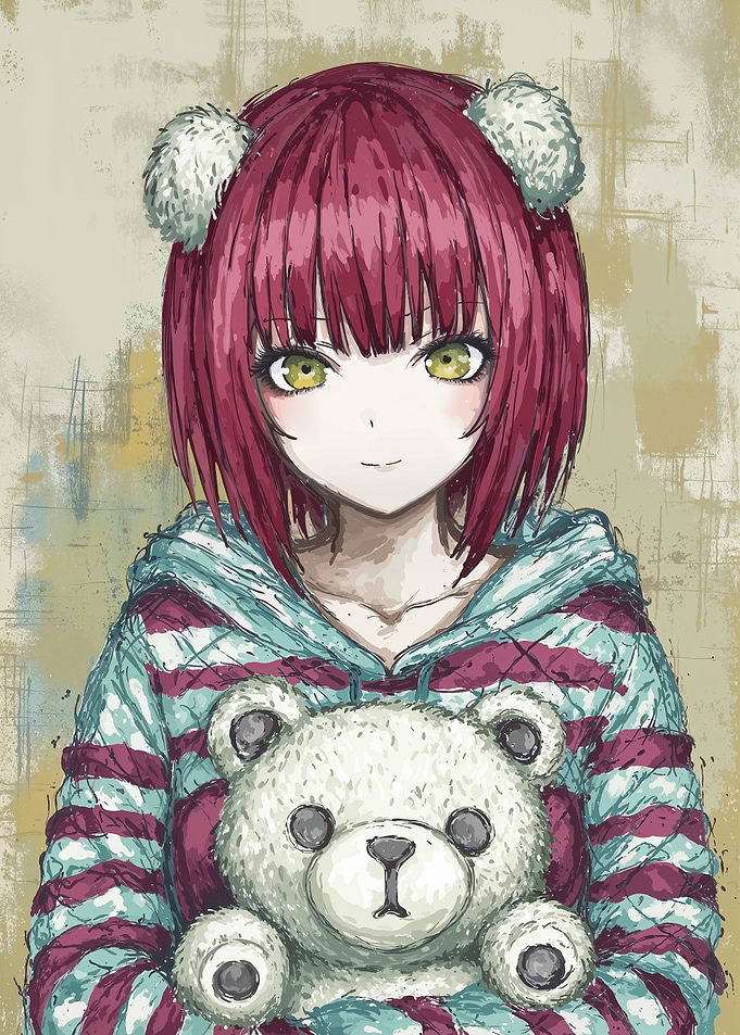 Anime Girl with Teddy Bear