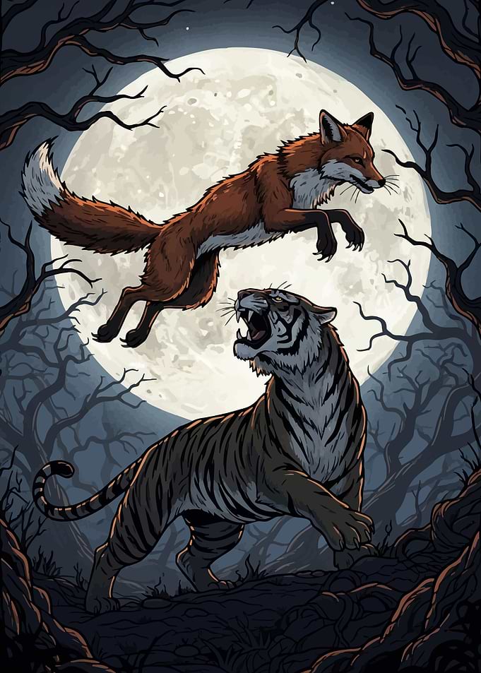 Fox Tiger Moonlight
