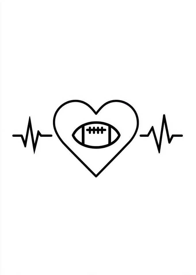 Football Heartbeat Line Art