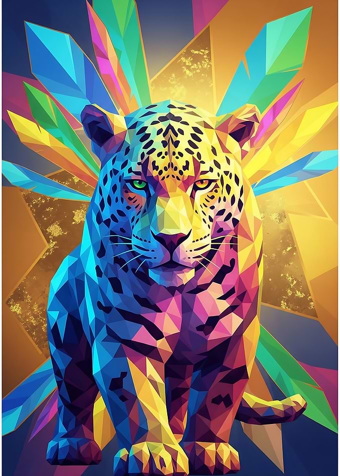 Low poly Leopard Colorful