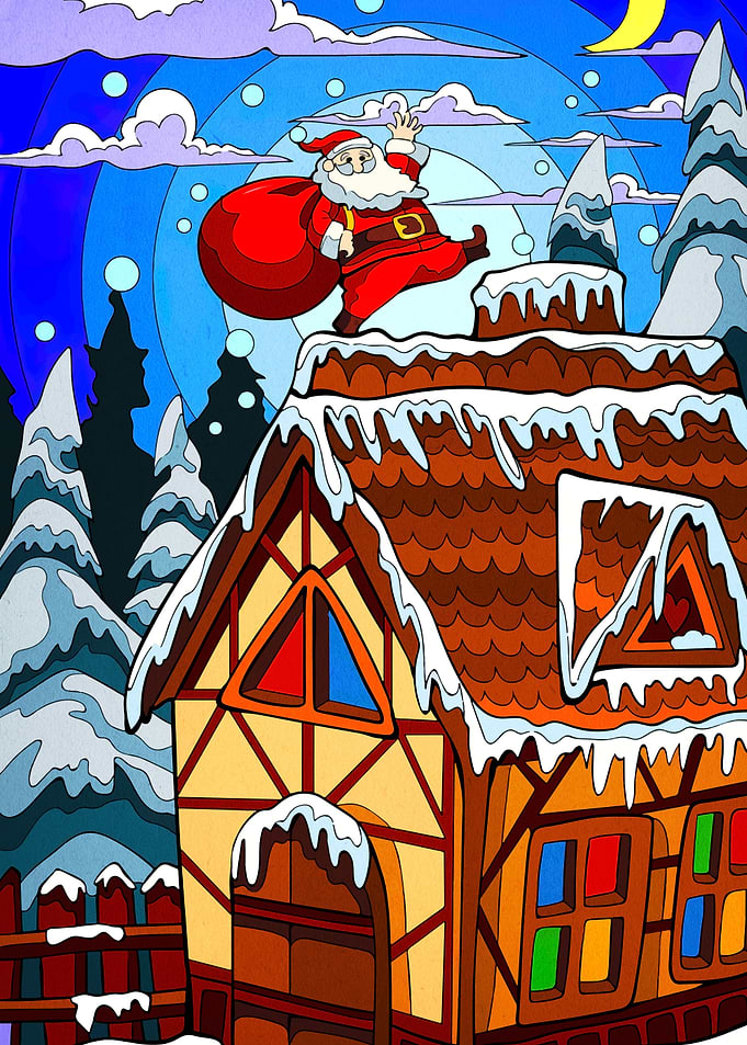 Santa Claus on a Snowy Rooftop