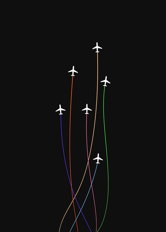 Minimalist Airplanes with Colorful Trails
