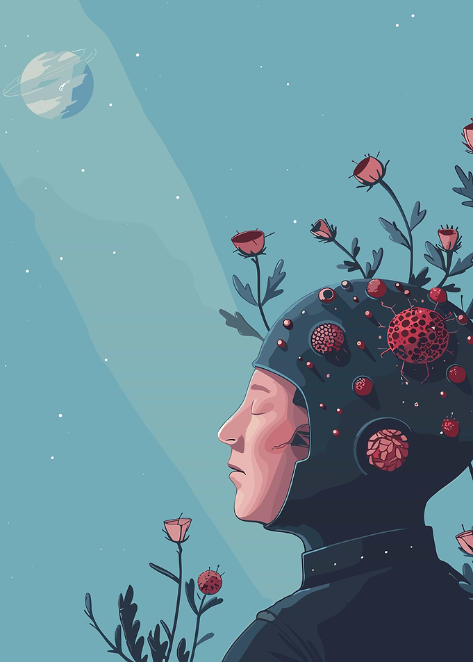 Space Dreamer with Floral Helmet