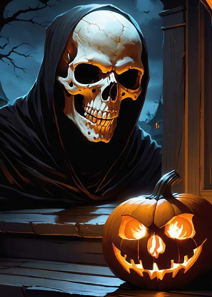 Halloween Reaper and Pumpkin