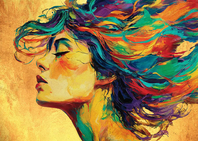 Colorful Woman Portrait Painting
