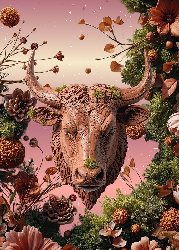 Floral Taurus (Bull) Sculpture