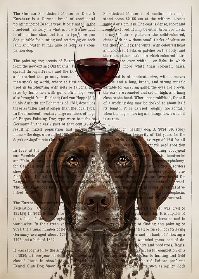 German Shorthaired Pointer with Wine Glass