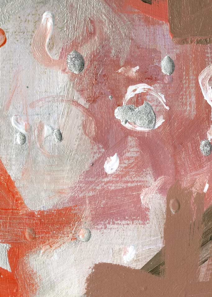 Abstract Painting Pastel Pink with Glitter Silver Accents