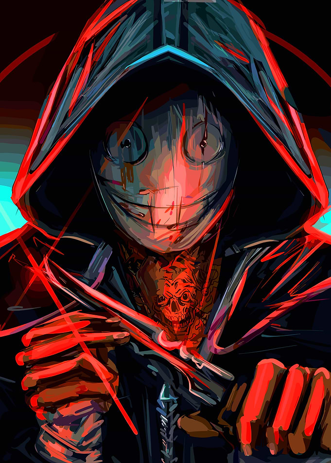 Hooded Figure with Mask and Blades