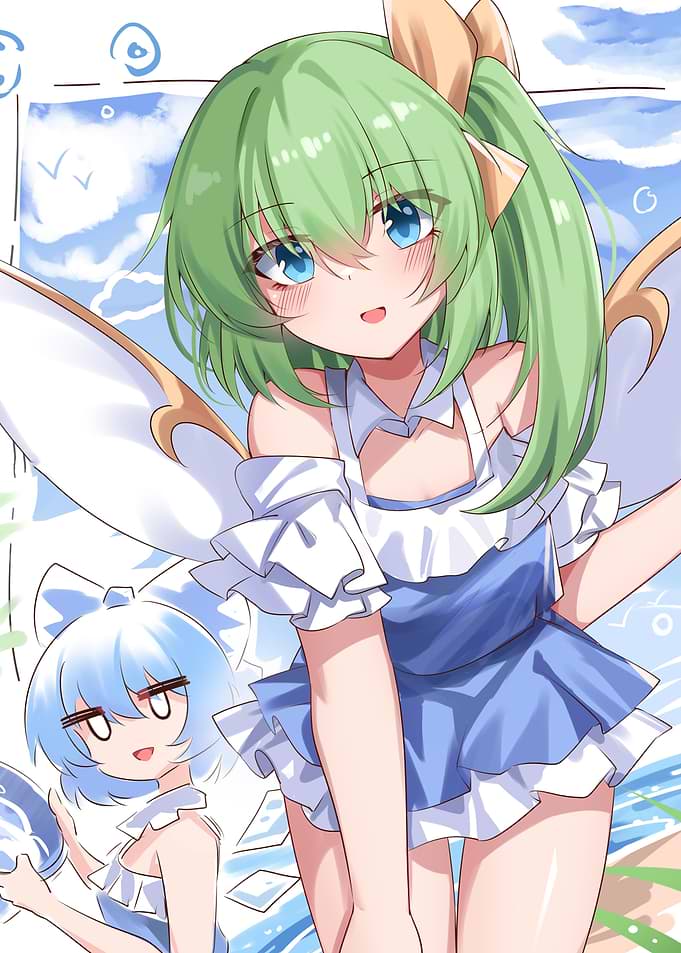 Anime Fairy Girls with Blue Dresses