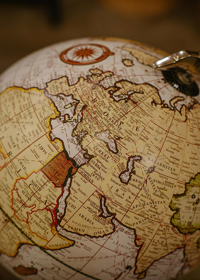 Vintage Globe Featuring Middle East