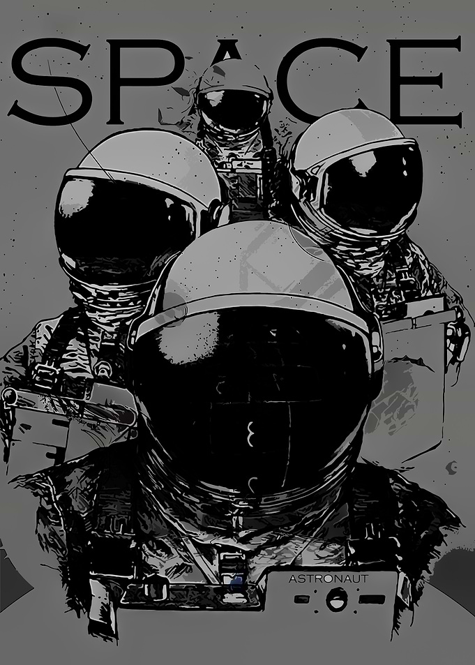 Astronauts in Space Illustration
