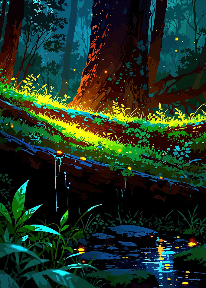 Enchanted Forest Stream Digital Art