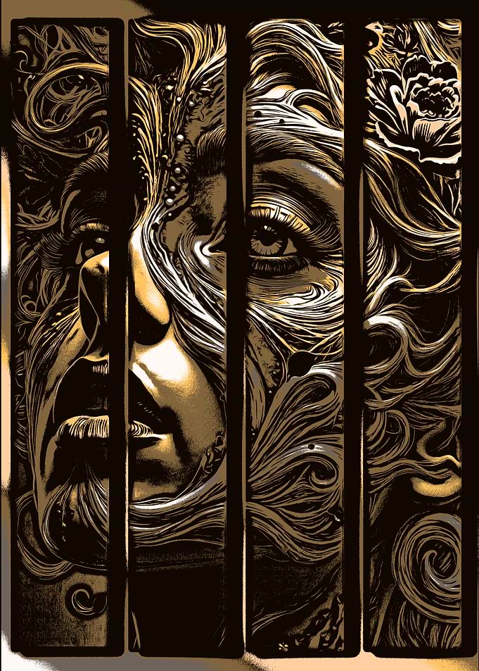 Abstract Portrait with Vertical Bars