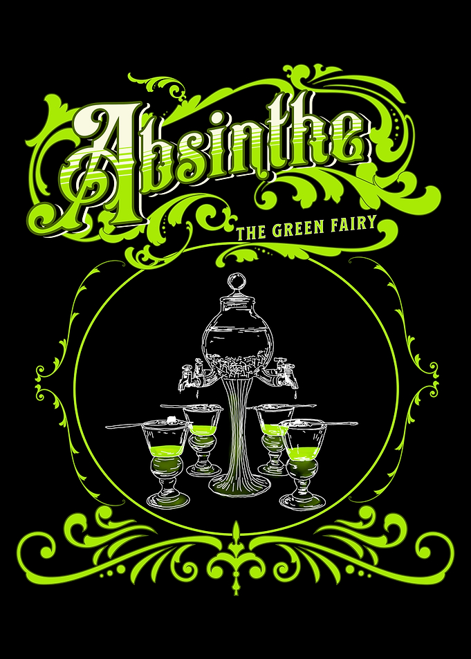 Vintage Illustrated Absinthe Set