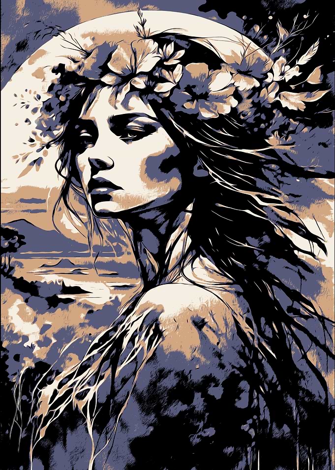 Floral Crowned Woman in Nature