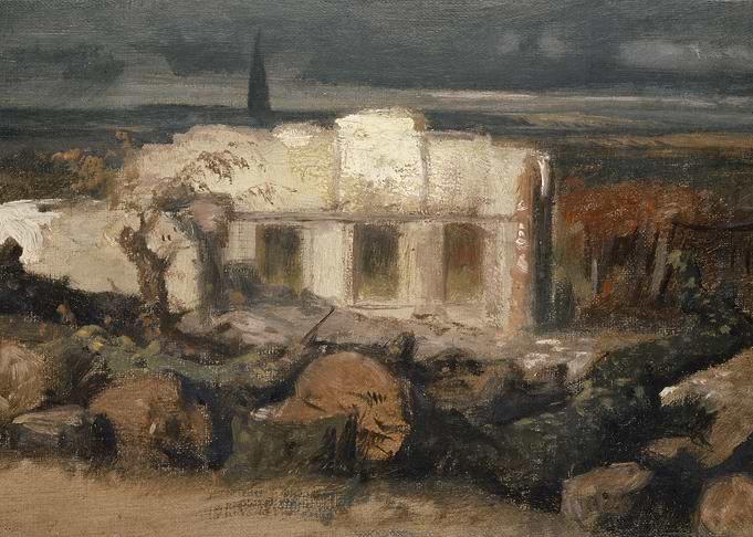 Old Building in Landscape Painting