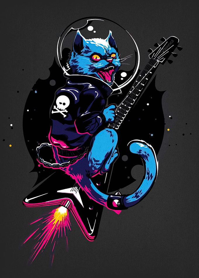 Rockstar Cat in Space