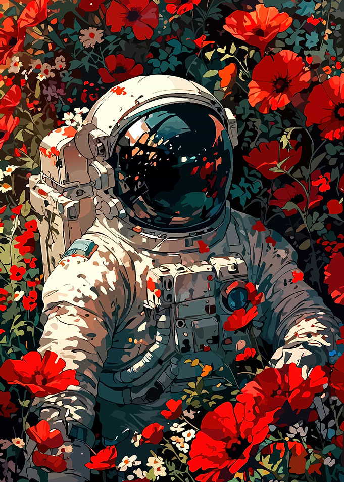 Astronaut in a Field of Poppies