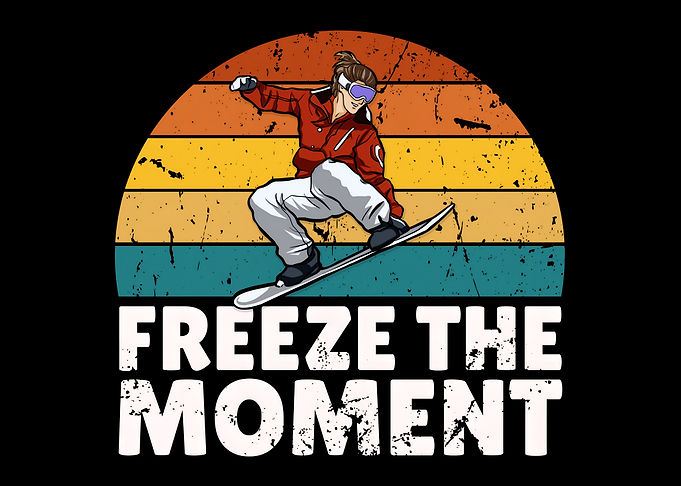 Freeze the Moment Snowboarder Retro Design