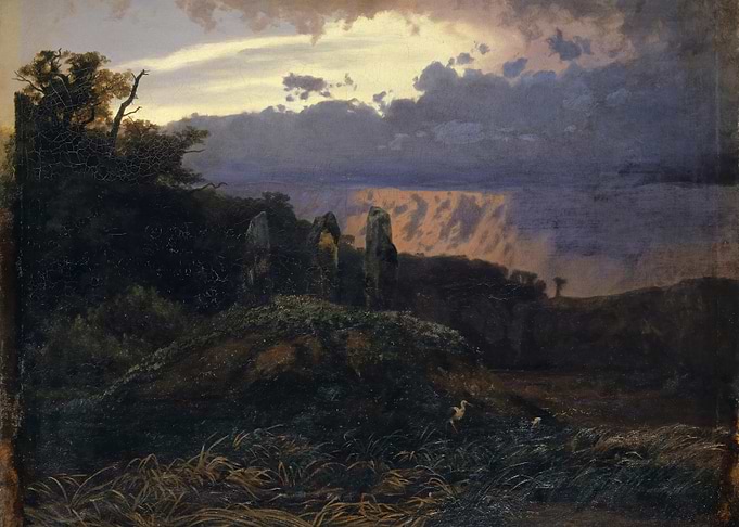 Romantic Landscape with Stormy Sky Painting