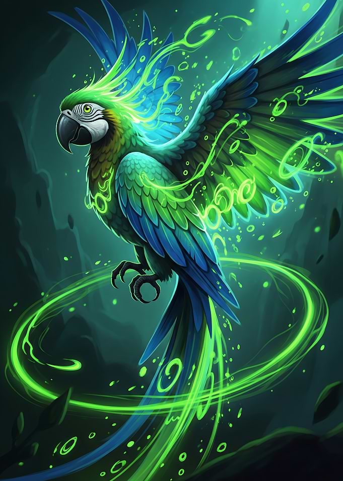 Mystical Parrot with Glowing Energy