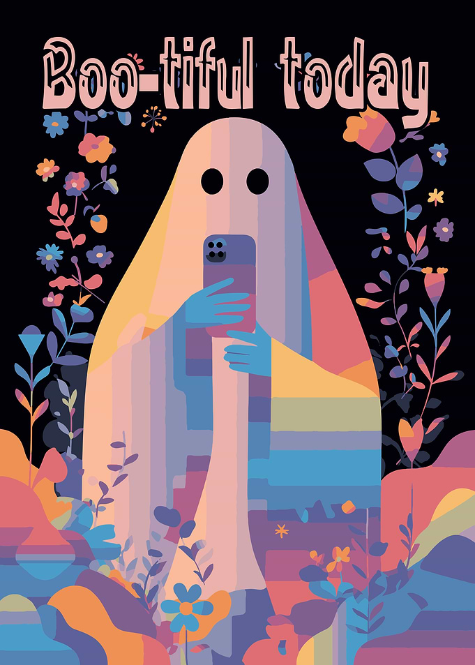 Boo-tiful Today Ghost Floral Selfie