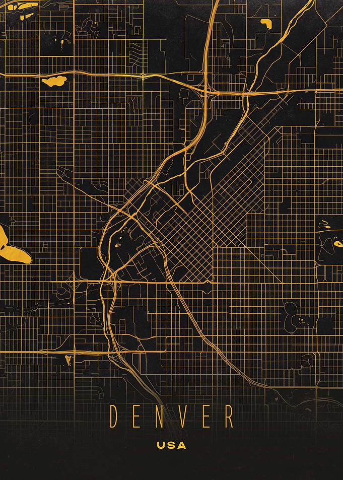 Denver, USA City Map Artwork - Modern Minimalist Street Map of Denver's Iconic Urban Landscape