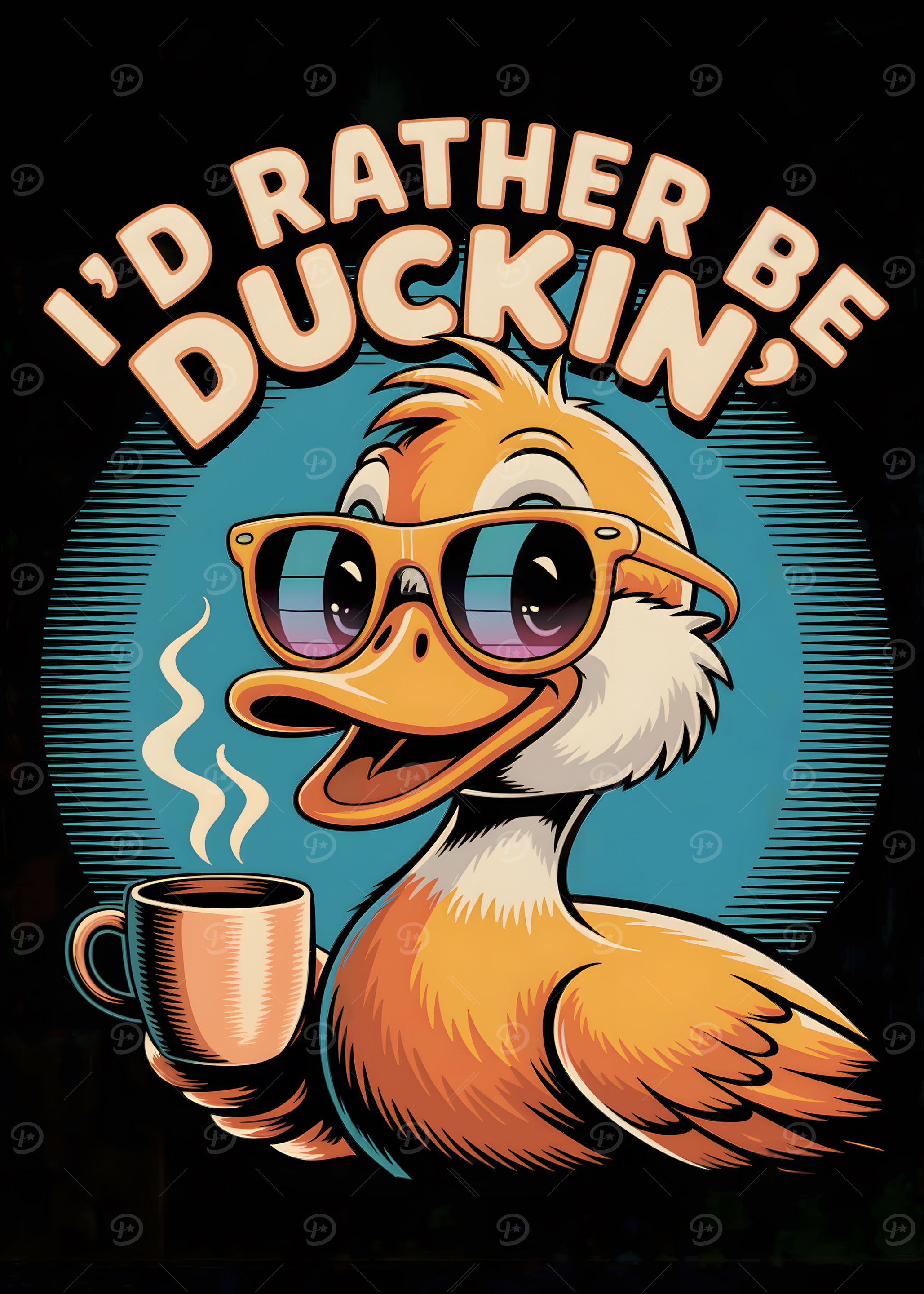Duck with Coffee and Sunglasses