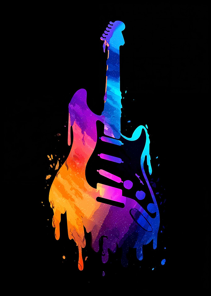 Colorful Guitar Silhouette