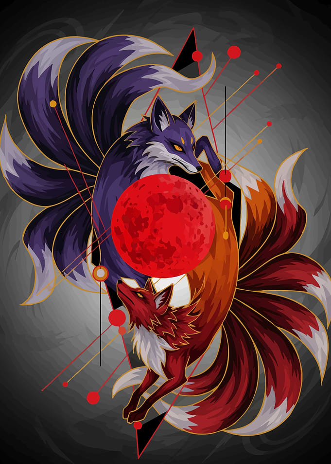 Nine-tailed Foxes Red Moon