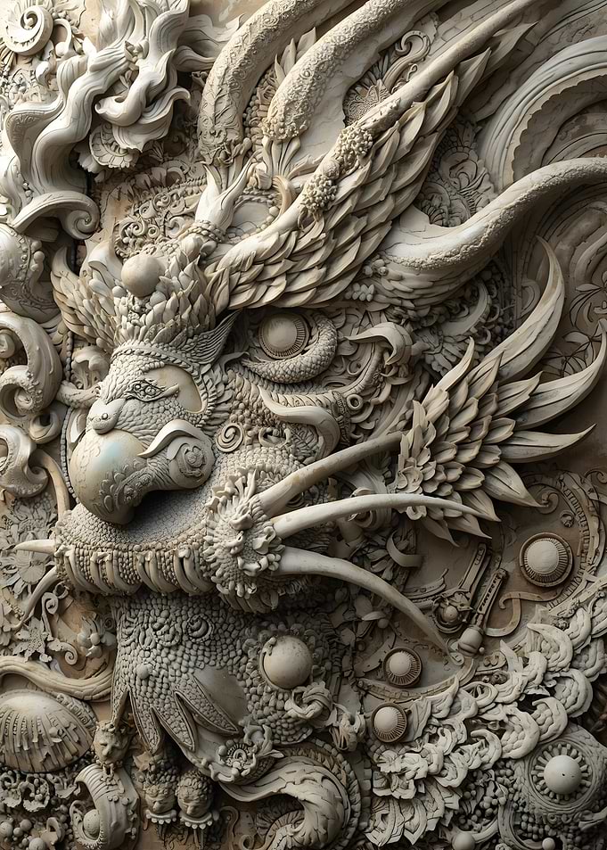Detailed Dragon Carving