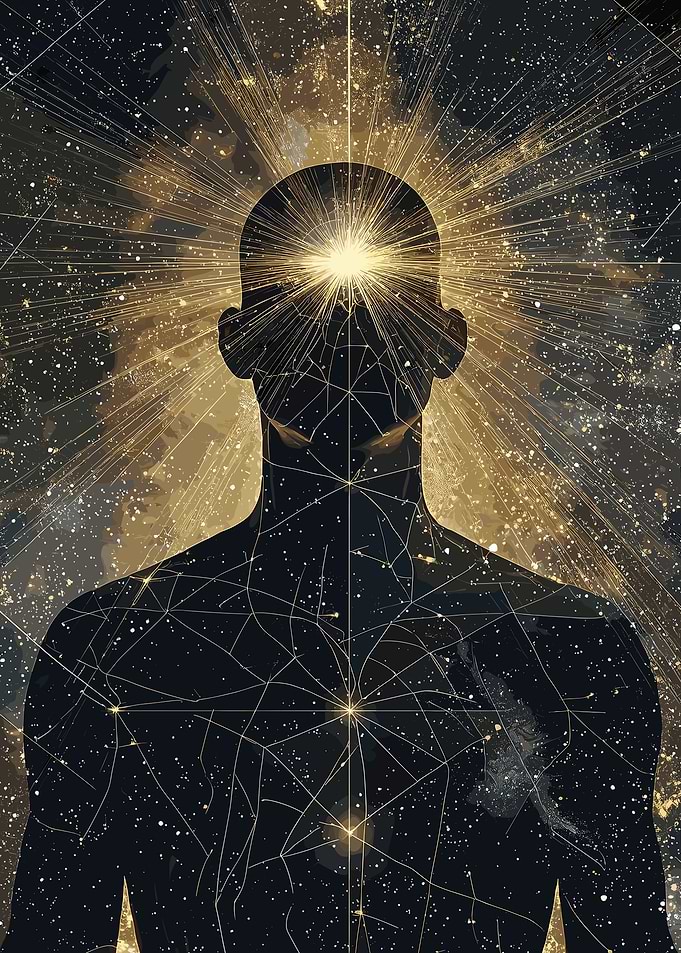 Human Silhouette with Cosmic Energy