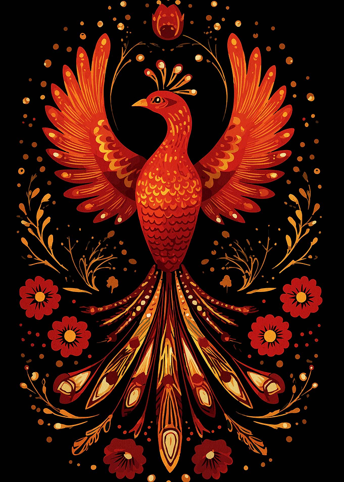 Stylized Phoenix Bird Illustration