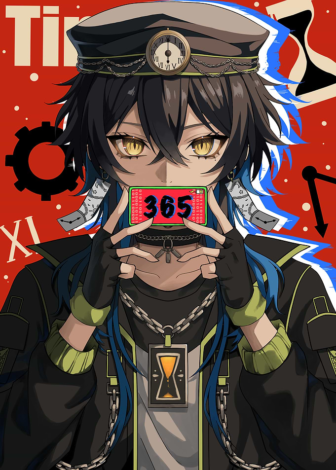 Anime Character with Time-Themed Accessories
