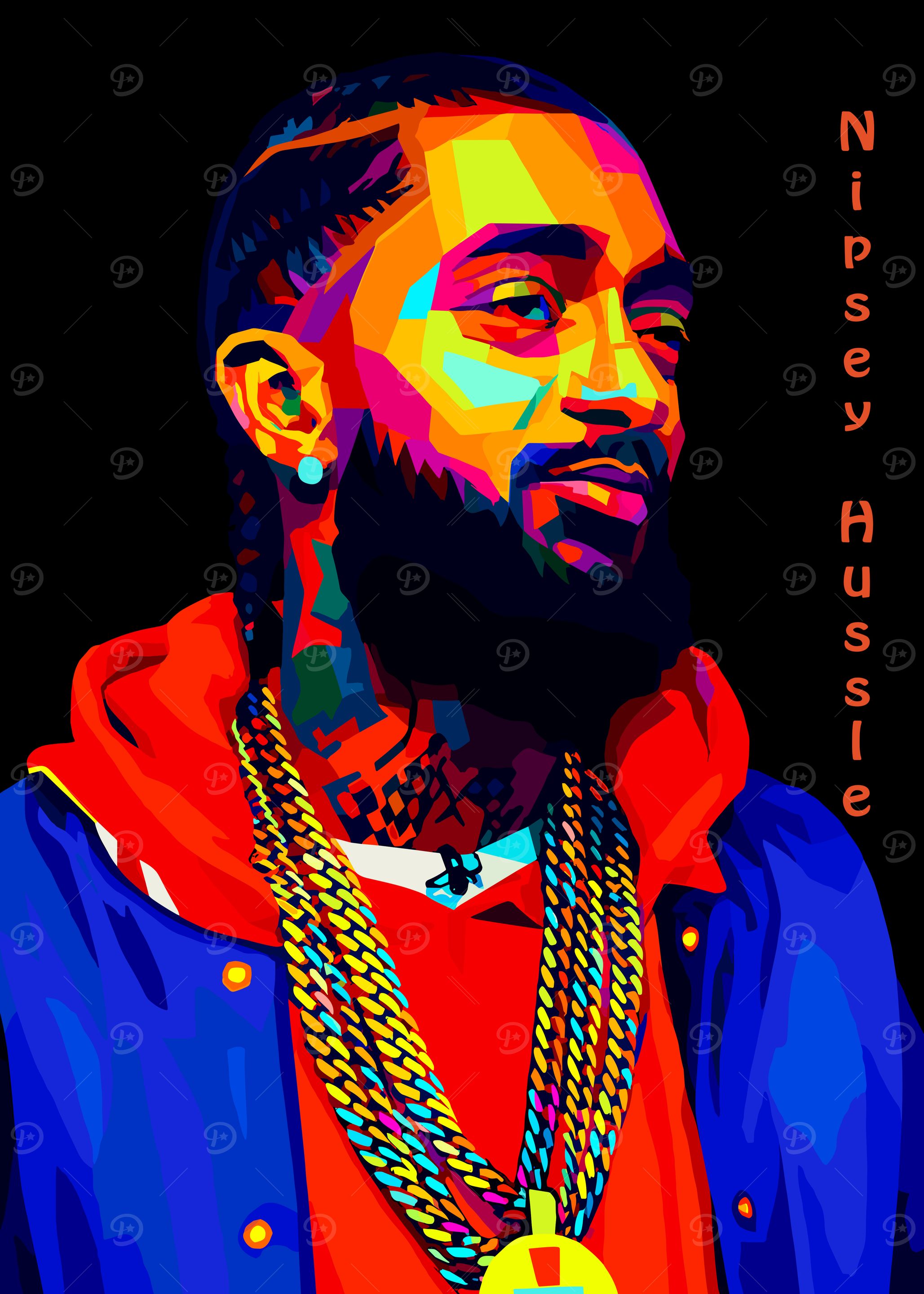Nipsey Hussle Colorful Portrait