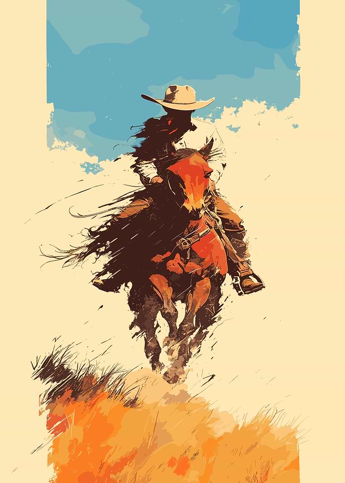 Cowboy on Horseback Digital Art game