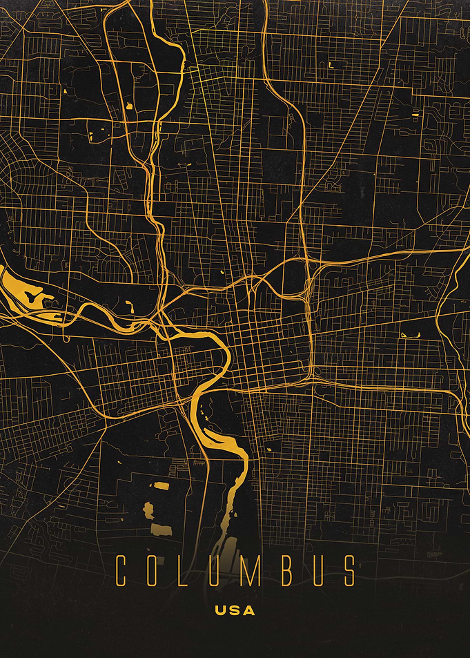 Columbus, USA City Map Artwork - Modern Minimalist Street Map of Columbus's Iconic Urban Landscape