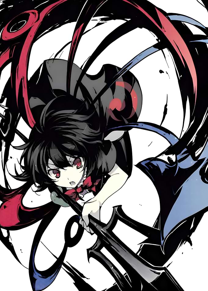 Anime Girl with Sword and Dark Energy