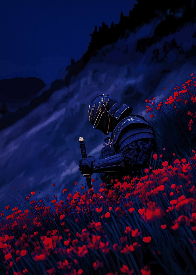 Samurai in Poppy Field