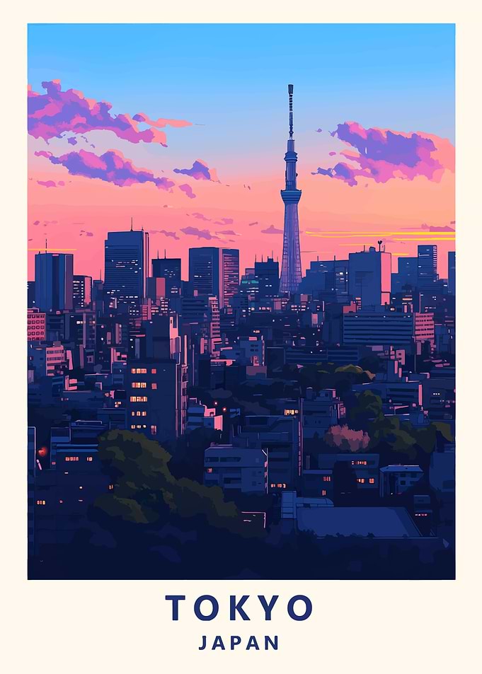 Tokyo Japan Cityscape at Sunset