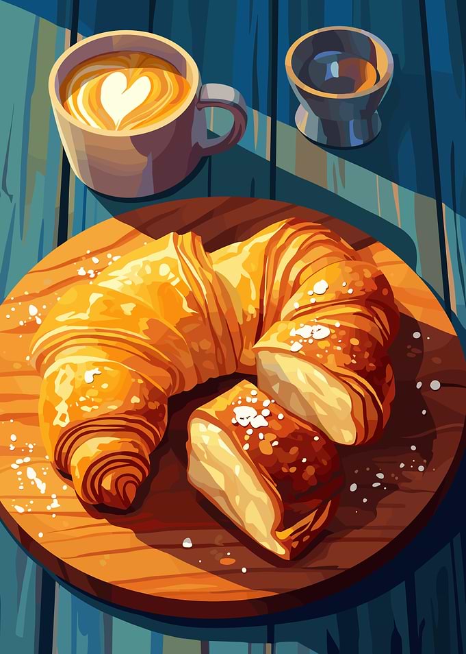 Croissant and Coffee Still Life