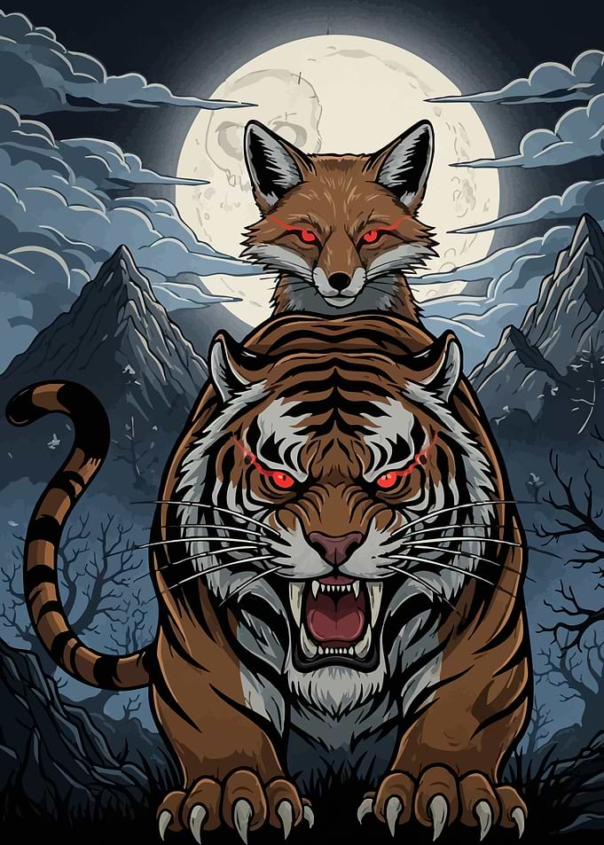 Tiger Fox Red Eyes