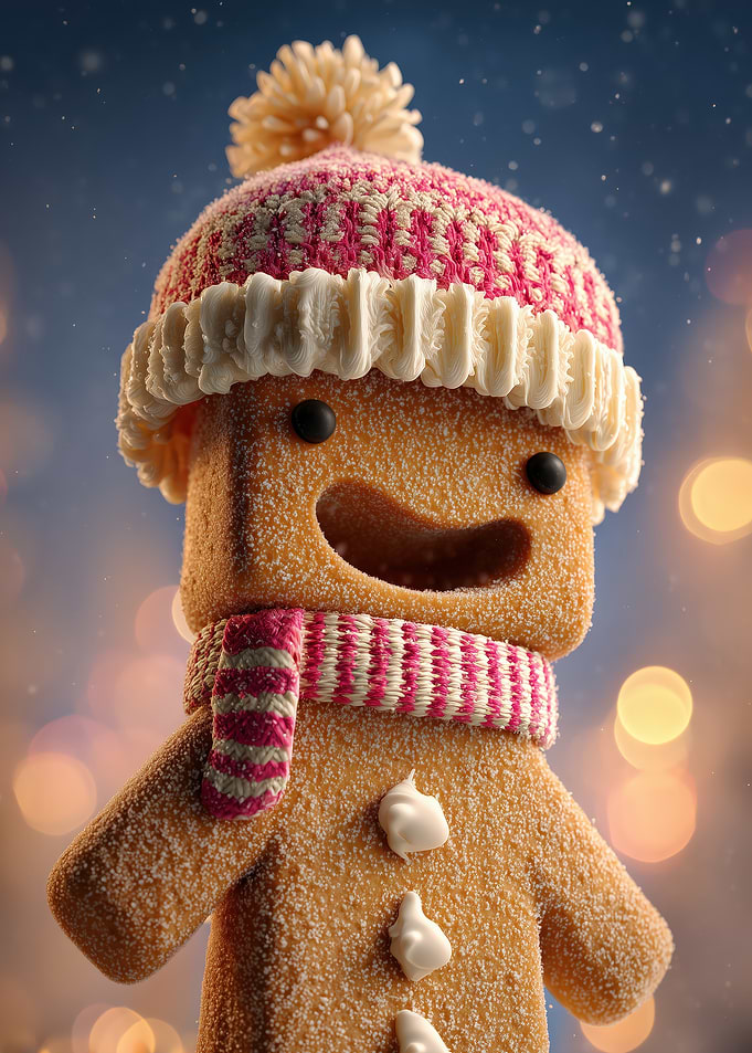Gingerbread Man with Hat and Scarf
