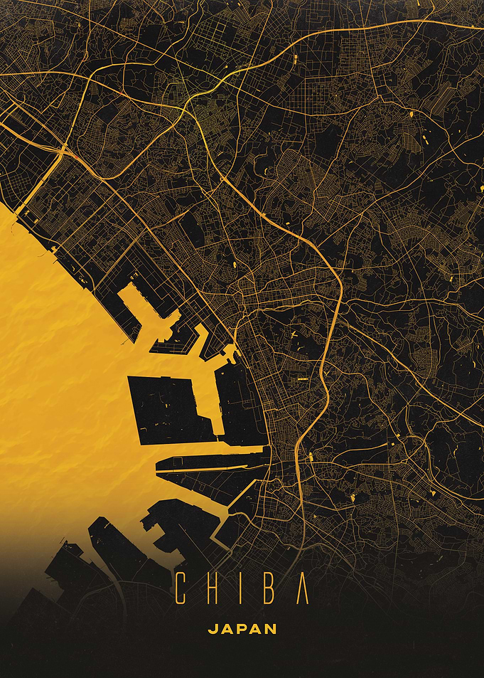 Chiba, Japan City Map Artwork - Modern Minimalist Street Map of Chiba's Iconic Urban Landscape