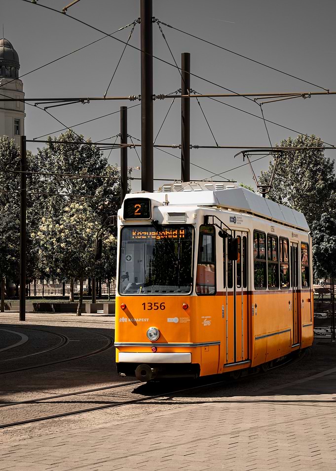 Yellow tram in Budapest