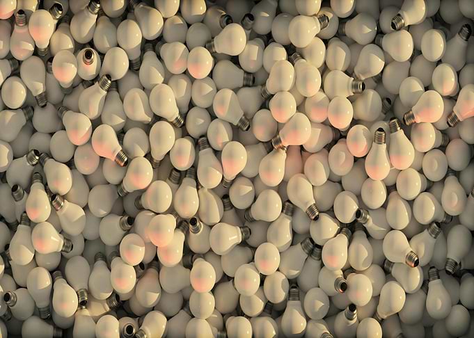 Pile of White Light Bulbs