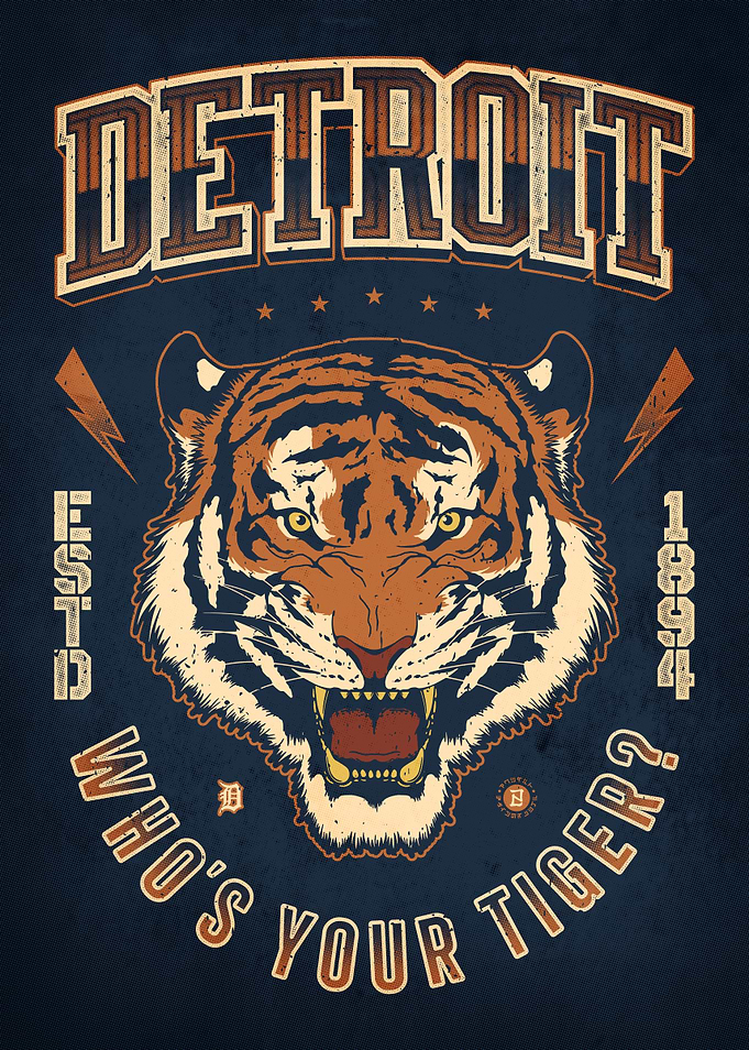 Detroit Tigers Vintage Graphic Design
