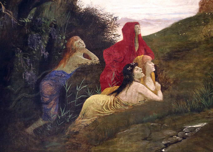 Four Women in a Landscape Painting
